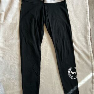 PINK Victoria's Secret Black Leggings with White Logo